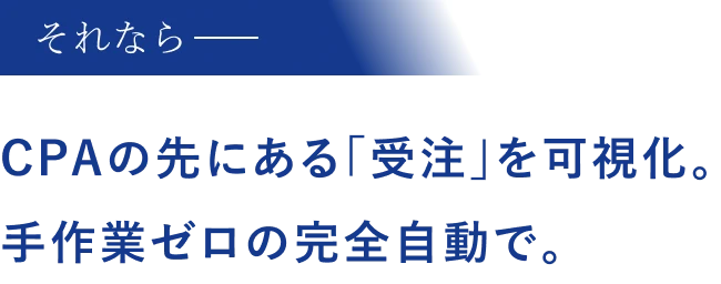 それなら CPAの先にある「受注」を可視化。手作業ゼロの完全自動で。